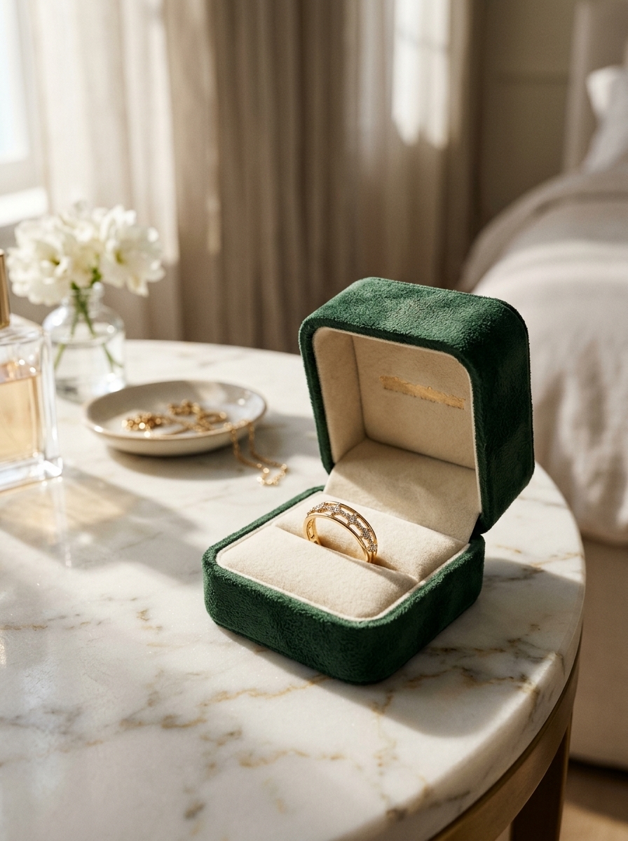Elegant Gold Tone Diamond Accent Wedding Ring Set