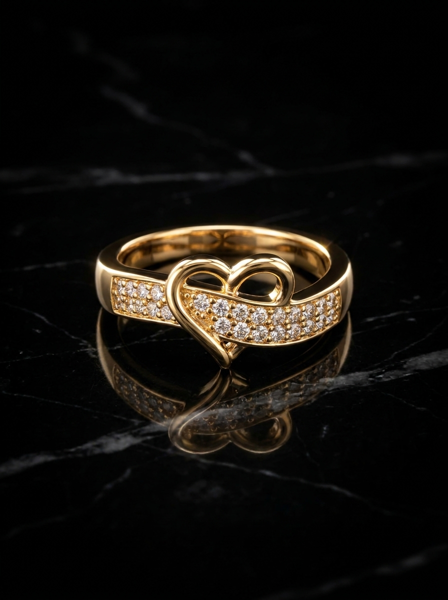 Gold Plated Heart Design Ring for Women