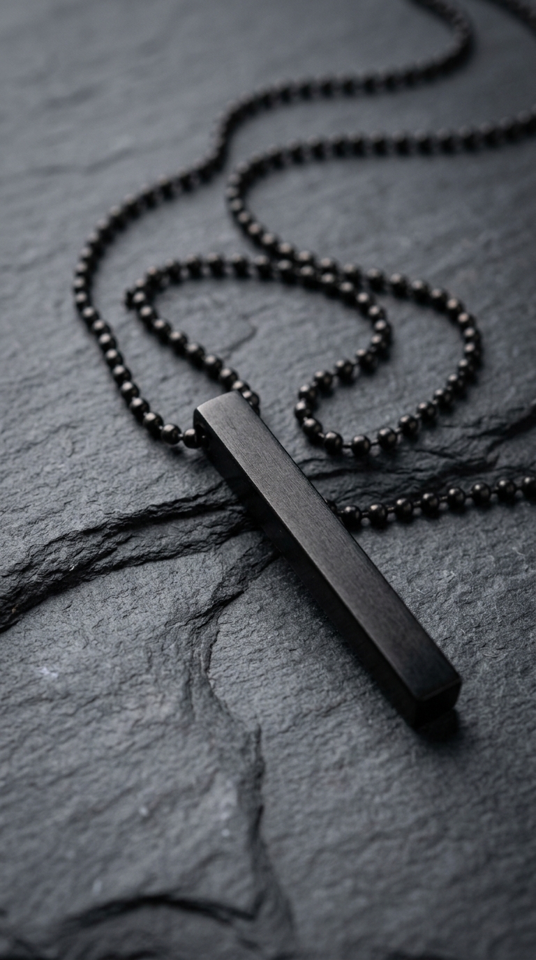 Minimalist Stainless Steel Bar Pendant Necklace for Men